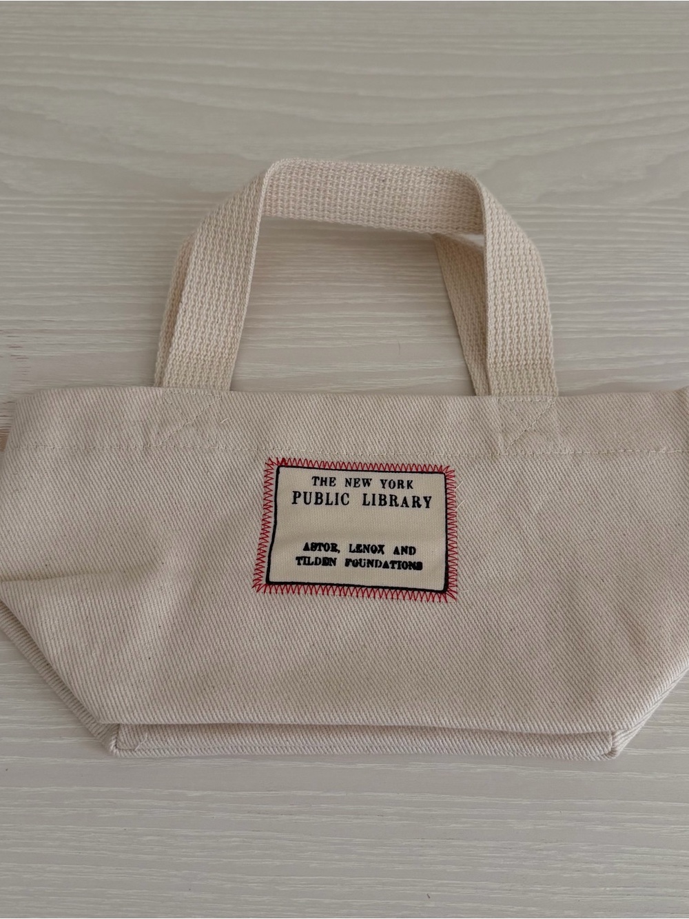 Cream Canvas Tote with New York Public Library Patch